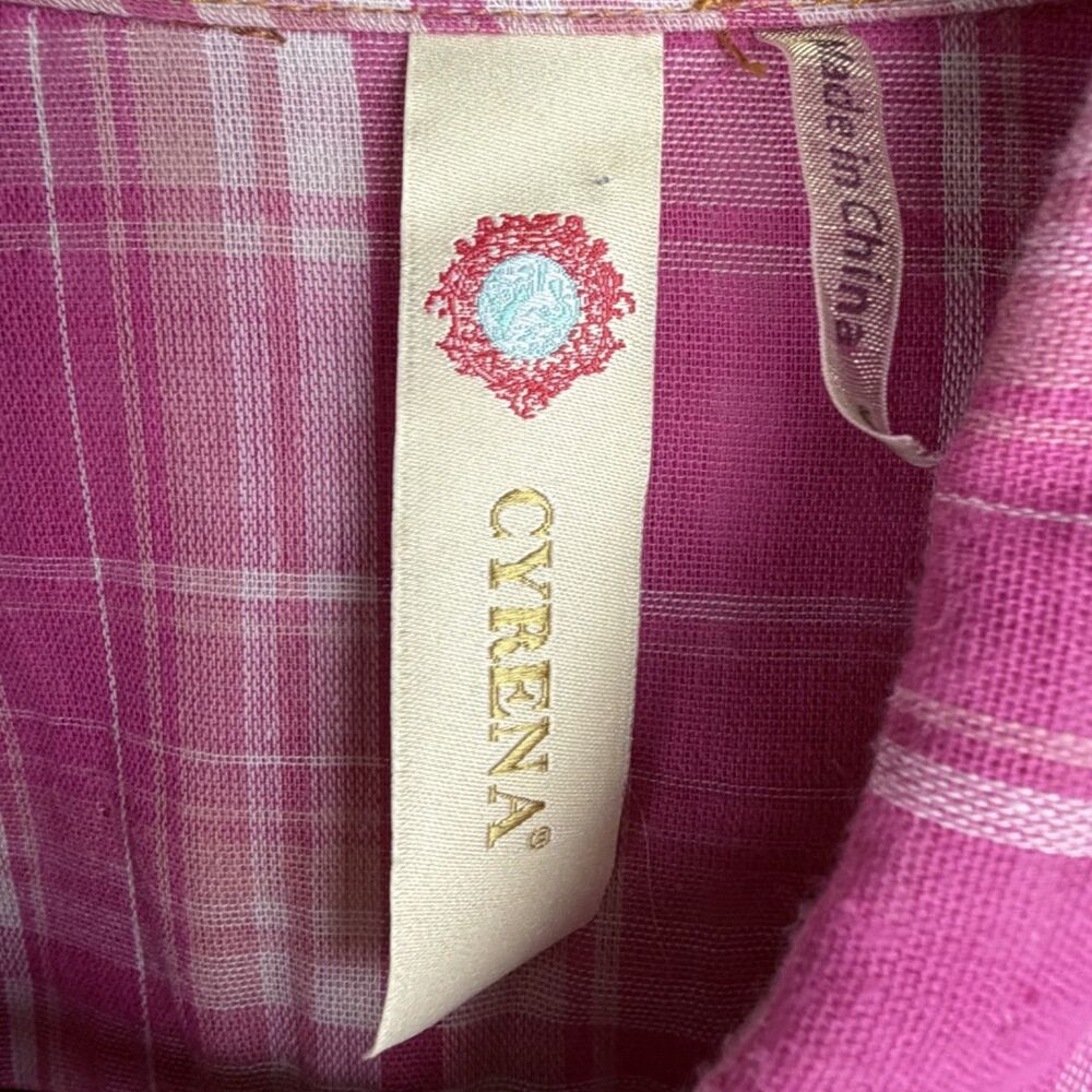 cyrena plaid floral scarf patchwork tunic shacket boho cottagecore women small - Picture 8 of 10